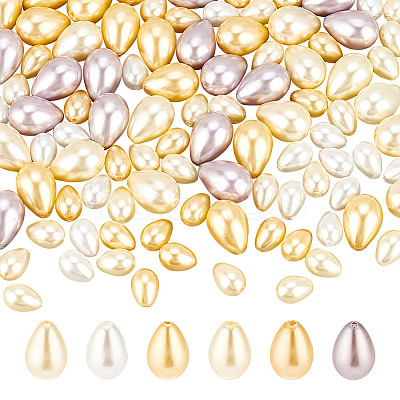 124Pcs 6 Styles Glass Imitation Pearl Beads GLAA-AR0001-65-1