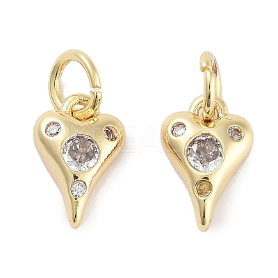 Brass Micro Pave Cubic Zirconia Charms KK-C051-06G-01-1