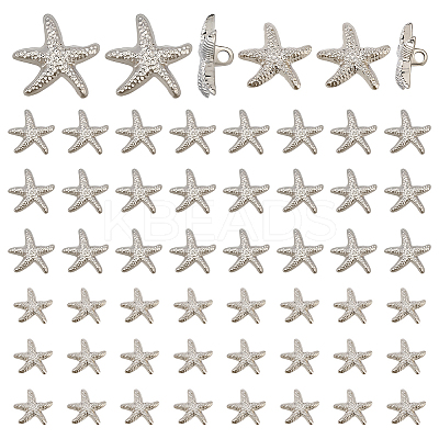 60Pcs 2 Styles 1-Hole Alloy Shank Buttons BUTT-PH0001-79P-1