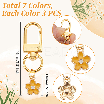 21Pcs 7 Colors Alloy Enamel Pendant Decorations HJEW-GA00037-1