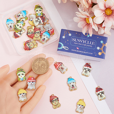 28Pcs 7 Styles Printed Alloy Enamel Pendants ENAM-SC0005-41-1