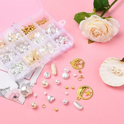 164Pcs Flower & Round Plastic & Alloy Round Beads DIY-YW0002-57-1