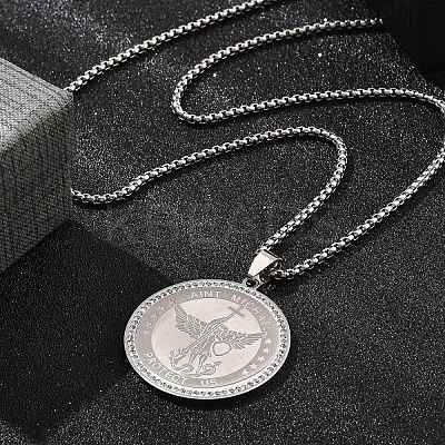 201 Stainless Steel Rhinestone Pendant Necklaces for Women NJEW-U021-02P-1