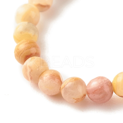 Natural Crazy Agate Round Beaded Stretch Ring with Moonstone RJEW-JR00440-04-1