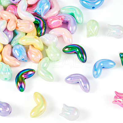 80Pcs 20 Style UV Plated Acrylic Beads SACR-TA0001-31-1
