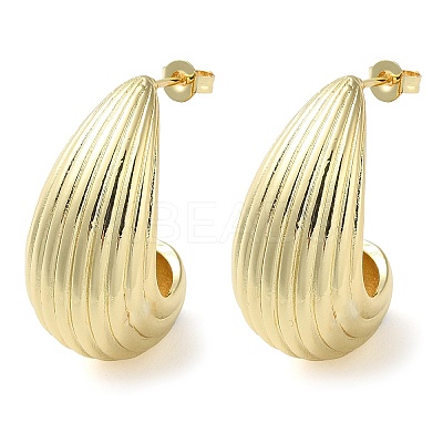Teardrop Brass Stud Earrings for Women EJEW-A034-04G-1