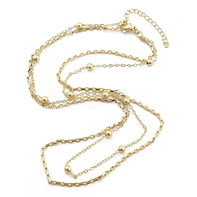 Brass Double Layer Necklaces NJEW-D302-54G-1