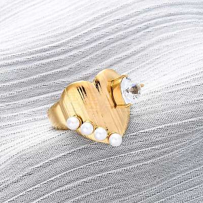 304 Stainless Steel Adjustable Cuff Rings for Women LS-RJEW-B126-03G-1
