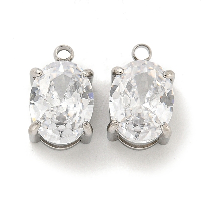 304 Stainless Steel Pendants Cubic Zirconia Pendants STAS-L278-009P-B01-1