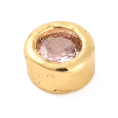 Rack Plating Flat Round Brass Micro Pave Cubic Zirconia Cabochons KK-F874-03G-03-1