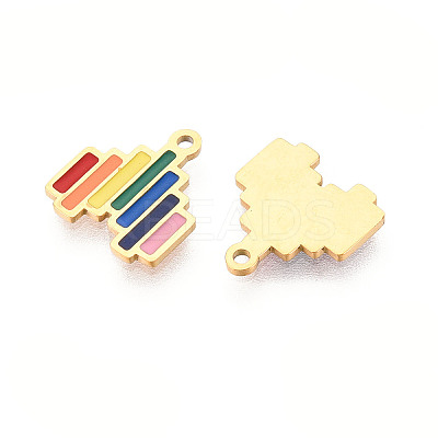 Rainbow Color 304 Stainless Steel Enamel Charms STAS-T065-51G-1