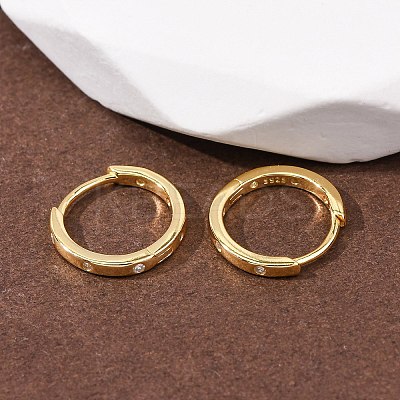 925 Sterling Silver Micro Pave Clear Cubic Zirconia Hoop Earrings EJEW-K317-04G-1