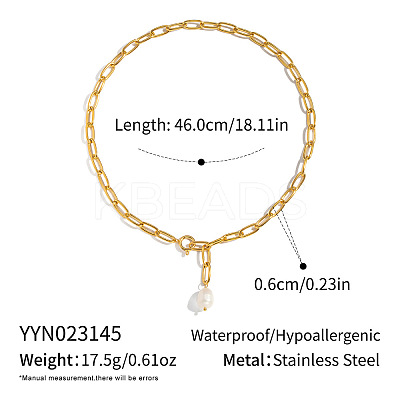 Minimalist Natural Freshwater Pearl Y-shaped Pendant Lariat Necklace 304 Stainless Steel Jewelry EE6125-1