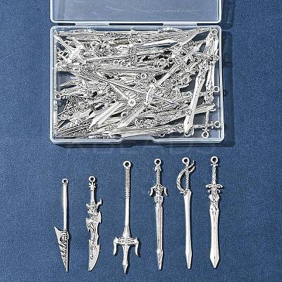 60Pcs 6 Styles Tibetan Style Alloy Big Pendants TIBEP-FS0001-26-1