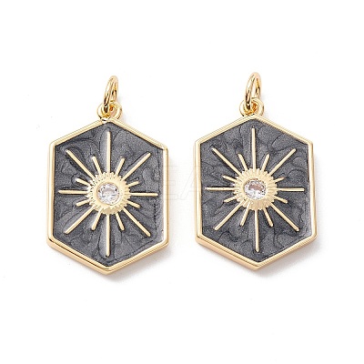 Brass Micro Pave Clear Cubic Zirconia Pendants ZIRC-Z019-44A-NR-1
