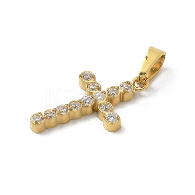 Ion Plating(IP) 304 Stainless Steel Micro Pave Cubic Zirconia Pendants STAS-Z107-08G-14-1