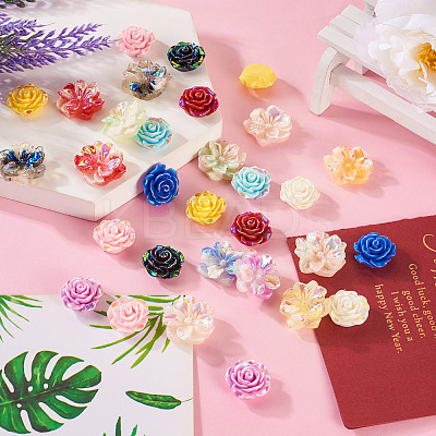 48Pcs 16 Styles Luminous Opaque Resin Cabochons RESI-TA0002-27-1