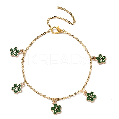 Flower Alloy Enamel Charm Bracelets BJEW-JB12285-01-1