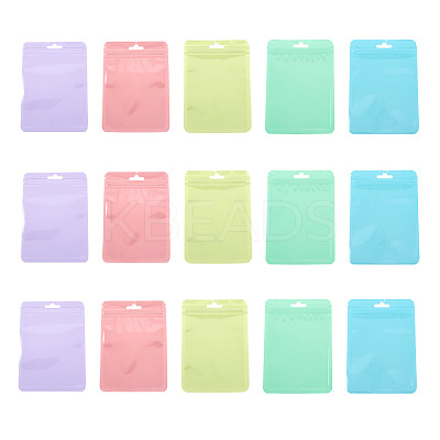 25Pcs 5 Colors Rectangle Plastic Yin-Yang Resealable Packaging Bags ABAG-TA0001-27A-1