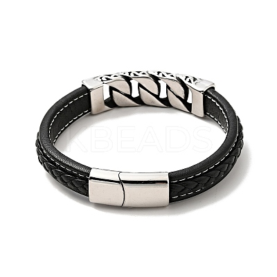 304 Stainless Steel Curb Chains Link Bracelet with Magnetic Clasp BJEW-C021-24P-1