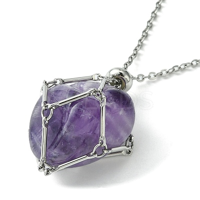Tarnish Resistant 304 Stainless Steel Macrame Pouch Braided Gemstone Holder NJEW-JN04468-04-1