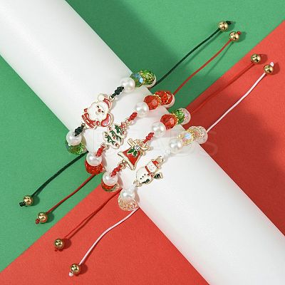 4Pcs Christmas Alloy Enamel Link Bracelets BJEW-FS00032-1