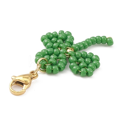 Clover Glass Beaded Pendant Decorations HJEW-TA00033-1