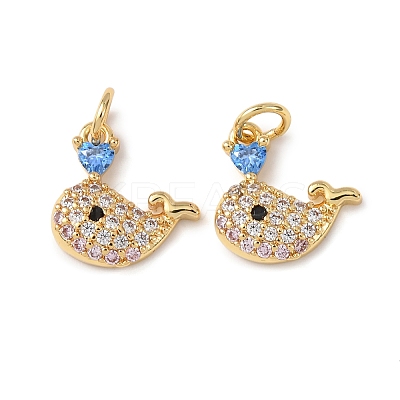Brass Micro Pave Cubic Zirconia Charms KK-C143-41A-G-1