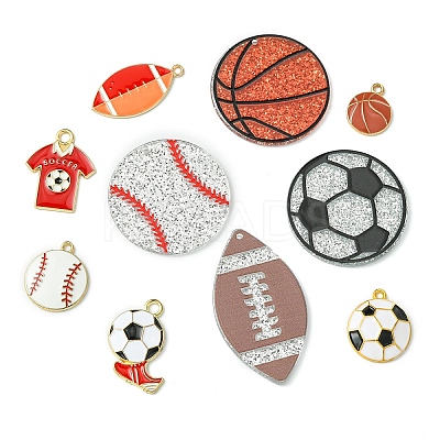 Sports Ball Acrylic & Alloy Enamel Pendants Findings Kits FIND-YW0006-57-1