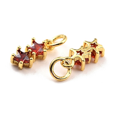 Brass Cubic Zirconia Charms KK-A156-14G-RS-1