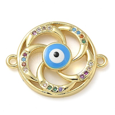 Rack Plating Brass Colorful Cubic Zirconia Vortex Connector Charms KK-K392-08G-01-1