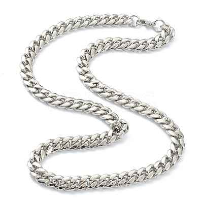 304 Stainless Steel Cuban Link Chain Bracelets & Necklaces Jewelry Sets SJEW-B019-03C-P-1