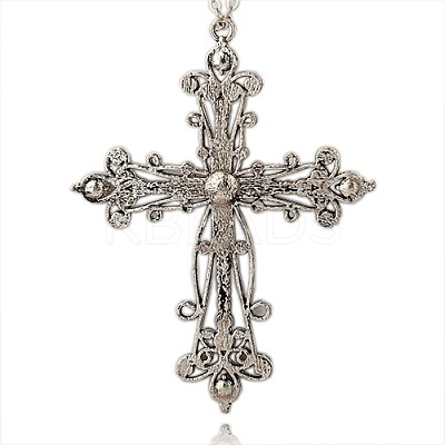 Tibetan Style Alloy Rhinestone Gothic Cross Big Pendants LS-RB-J144-28AS-1
