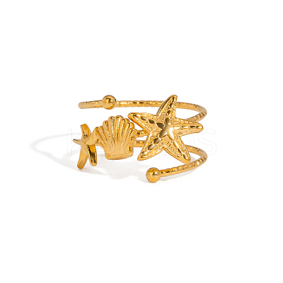 Ocean Themes Stainless Steel Cuff Rings CD7361-5-1