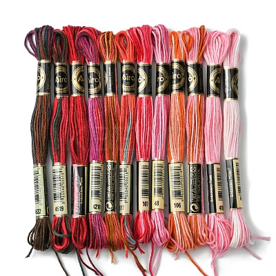 12 Skeins 12 Colors 6-Ply Polyester Embroidery Floss OCOR-FS0001-01A-02-1