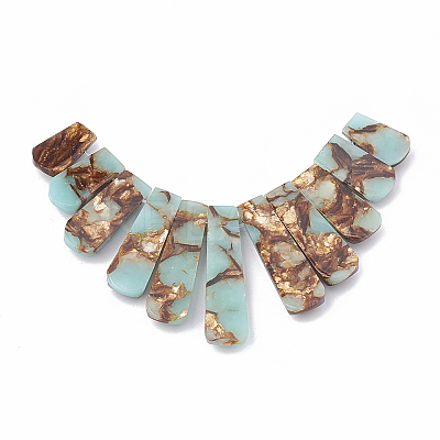 Assembled Bronzite and Synthetic Aqua Terra Jasper Beads Strands X-G-S326-005-1
