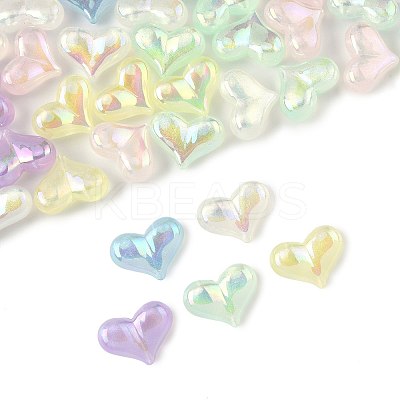 40Pcs UV Plating Rainbow Iridescent Acrylic Beads OACR-FS0002-25-1