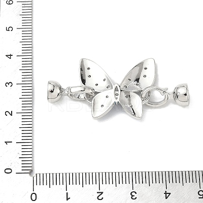 Butterfly Brass Micro Pave Clear Cubic Zirconia Fold Over Clasps KK-U059-44P-1