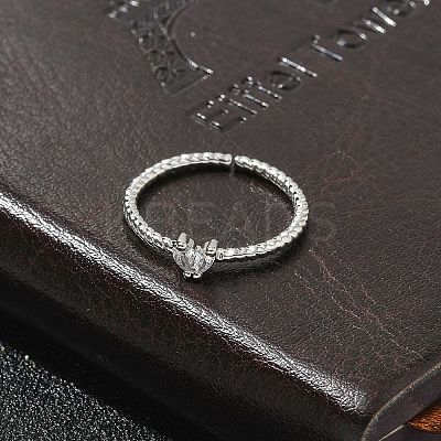 Heart Clear Cubic Zirconia Cuff Rings RJEW-G337-14P-1