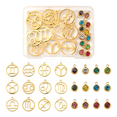 24Pcs 12 Colors 303 Stainless Steel Rhinestone Charms STAS-LS0001-30-1