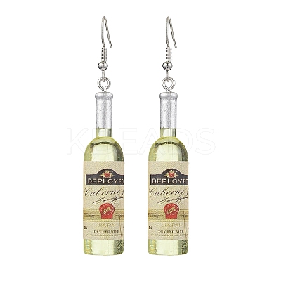 Wine Bottle Resin Dangle Earrings EJEW-JE05878-01-1