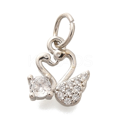 Rack Plating Brass Micro Pave Cubic Zirconia Charms KK-H508-31P-1