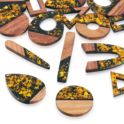 20Pcs 10 Styles Resin & White Wood Pendants RESI-TA0002-67B-1