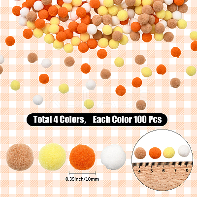 400Pcs 4 Colors Polyester Pom Pom Balls DIY-SC0031-37D-1