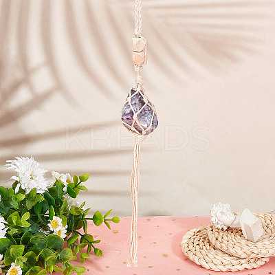 Irregular Natural Amethyst Hanging Pendant Decoration HJEW-WH0069-03B-1