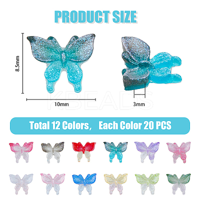 240Pcs 12 Colors  Luminous Resin Cabochons MRMJ-HY0001-24-1