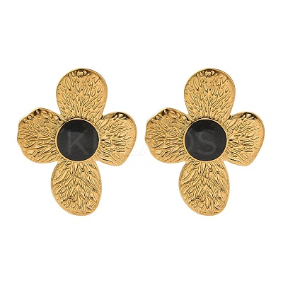 Ion Plating(IP) 304 Stainless Steel Flower Stud Earrings EJEW-C114-08G-1