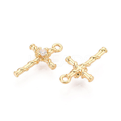 Brass Pave Clear Cubic Zirconia Pendants KK-T074-105G-1