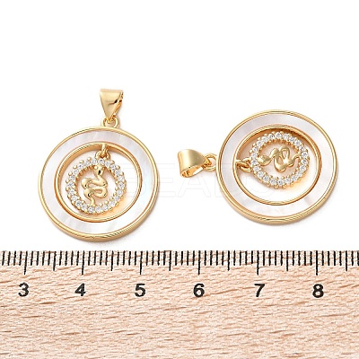 Brass Micro Pave Cubic Zirconia Pendants KK-U070-02E-G-1