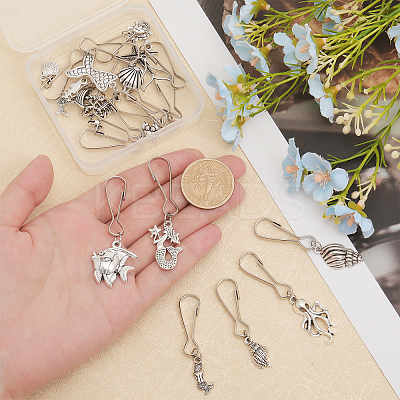 Ocean Theme Tibetan Style Alloy Pendant Decoration HJEW-FH0001-36-1
